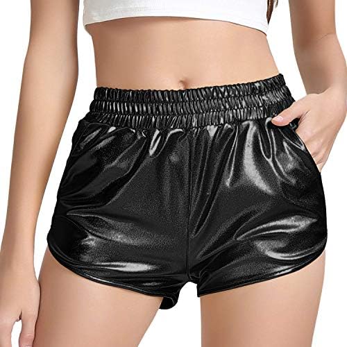 Metallic Shorts Elastic Waist 