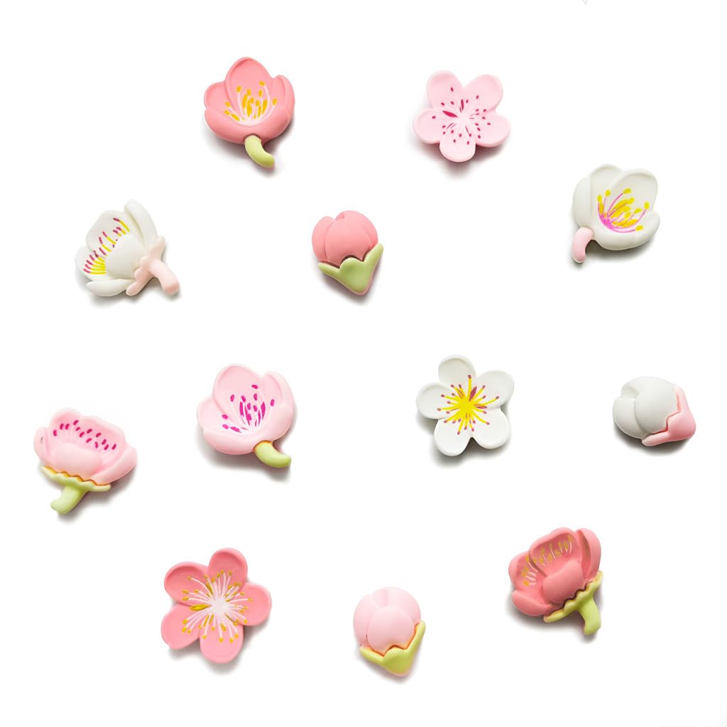 HASTHIP® 12Pcs Sakura Flower Fridge Magnets, Cute Mini Resin Flower Fridge Magnets Decoration Home Decor, 0.39x0.39''-picture-16