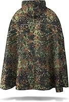 normani Unisex Regenponcho - Wind und Wasserdicht mit Bauchtasche, 3M Reflektoren und seitlichen Eingriffen Flecktarn XXL-3XL – Ansicht 4