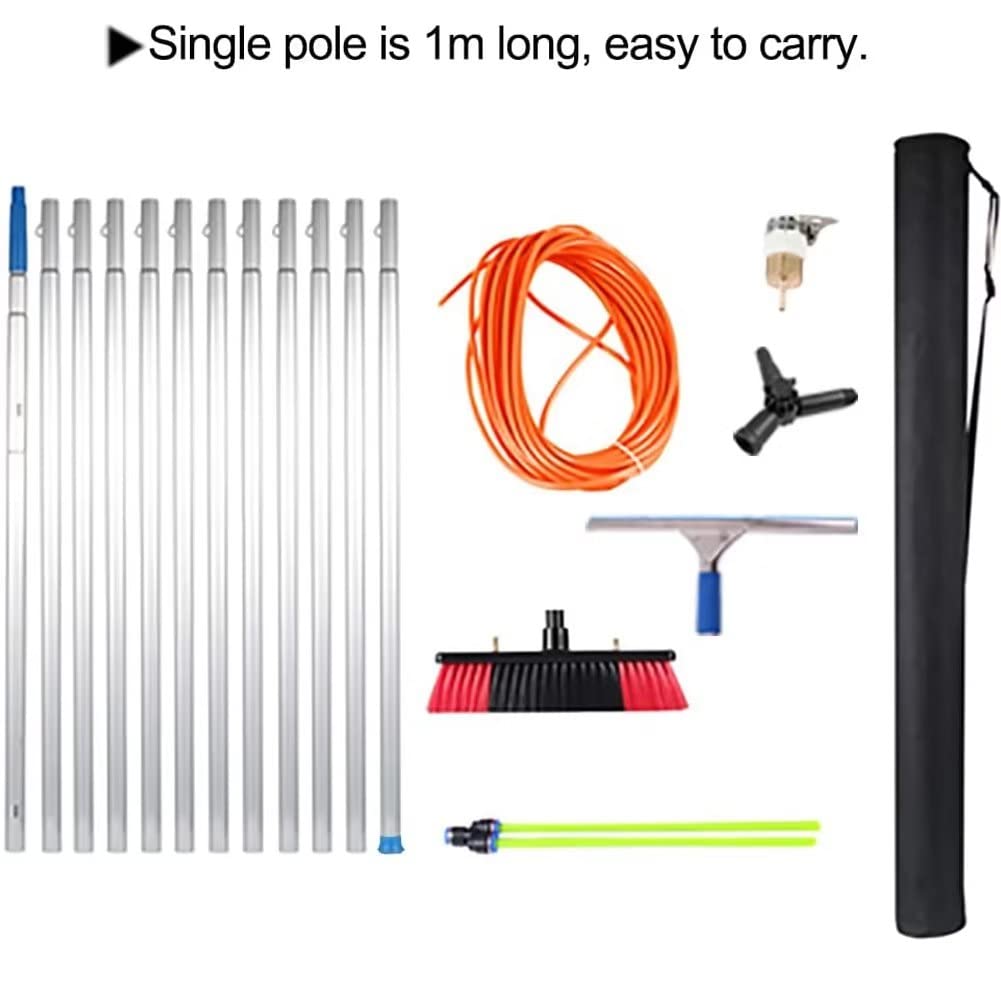 Cepillo 2 en 1 ajustable para limpiar ventanas de 30 cm con alcance de 5 m, perfecto para limpieza en interiores y exteriores, accesorios reemplazables