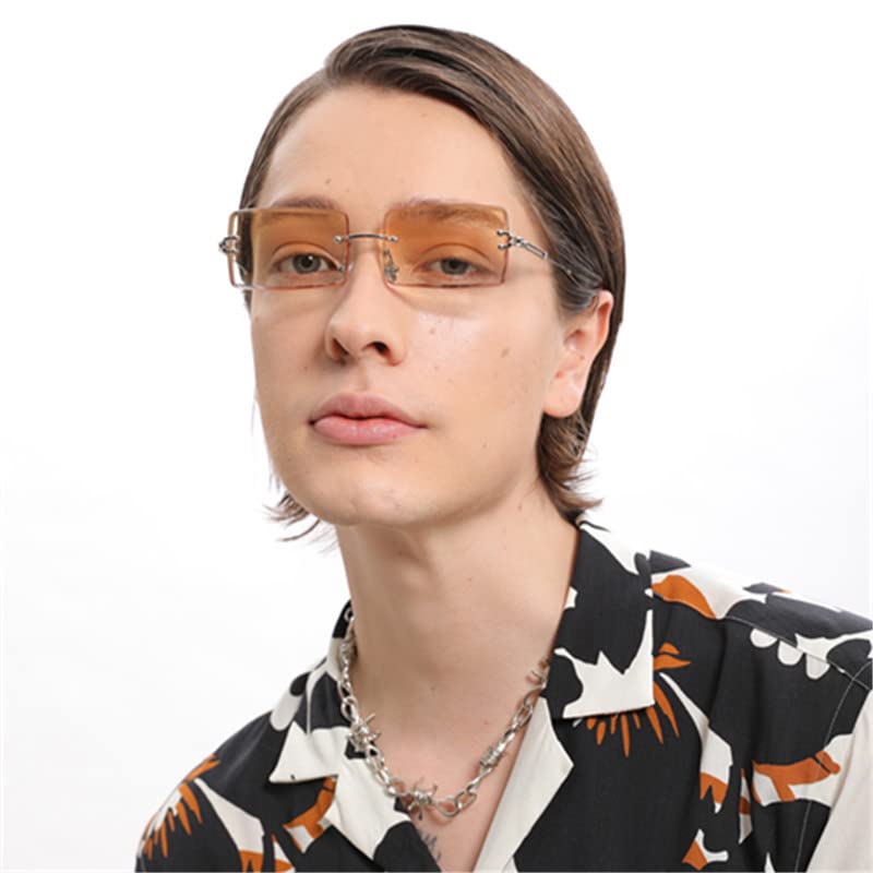 Image of Kursan Frameless Rectangle Sunglasses for Men Women Small Rimless Sun Glasses Shades UV400 Protection