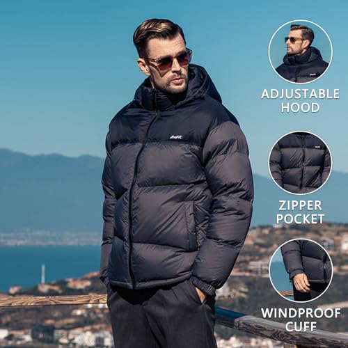 Image of Goose Down Jacket, Warm and Soft Goose Down Jackets Men,Waterproof Windproof Unisex Down Jacket