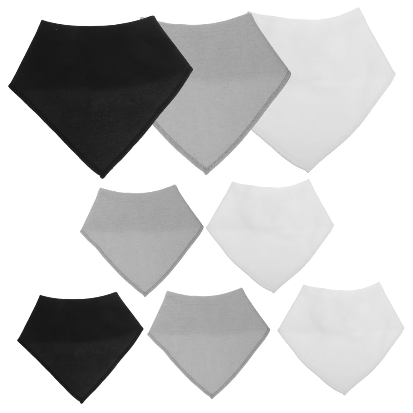 8 piezas Baberos Infantiles Multifuncionales de Algodón de Negros Pañuelos Triangulares para Bebés Toallas Absorbentes para Alimentación y Saliva
