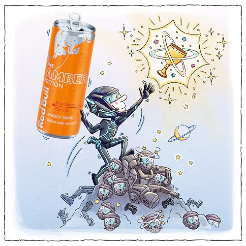Image of Red Bull Amber Edition Energy Drink, Strawberry Apricot, with 114mg Caffeine plus Taurine & B Vitamins, 12 Fl Oz, 6 Packs of 4 Cans (Pack of 24)
