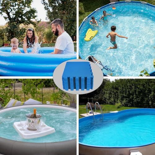 Miniatura 7 de Montafox 1,95 M Tapiz Piscina 1 Cm Grosor Juego De 21 Plancha Azul 30 X 30 Cm Suelo Protector Piscina Whirlpool Sistema Enchufable Extensible