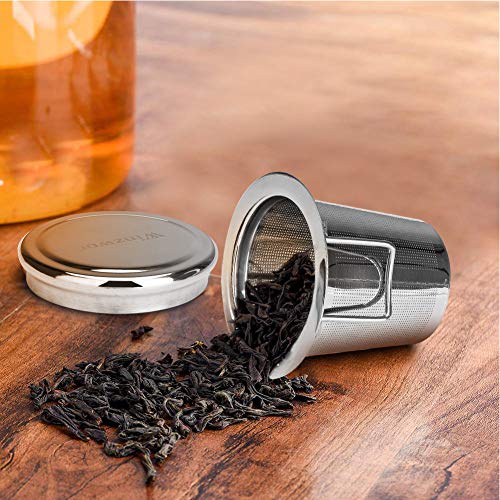 Colador de té, Winzwon Filtros de té Parafiltro y Tapa/bandeja de goteo, Colador de té de Doble Asa y Gran Capacidad… - Imagen 7