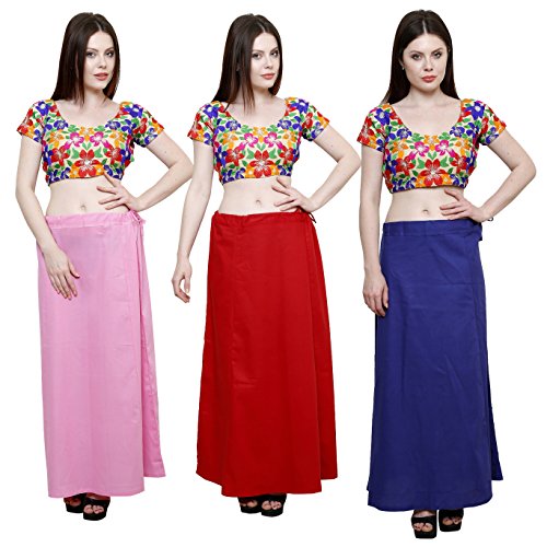Image of Pistaa combo of 3 Women's Cotton Best Indian Readymade Inskirt Saree petticoats