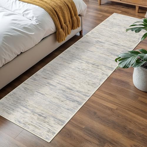 2x7 Gray Beige Neutral Multi Modern Abstract Runner Rug for Hallways, Super Soft Hallway Decor Kitchen Rugs with Non-Slip, Non-Shedding Washable Rug for Hallways Entryway Laundry Indoor