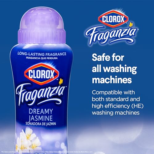 Image of Clorox Fraganzia Laundry Scent Booster Crystals, In-Wash Fragrance Beads for Fresh-Smelling Clothes & Linens, Safe for All Fabrics & Colors, Easy-Pour Bottle, Dreamy Jasmine Scent, 18 Oz, 2 Pack