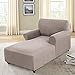 FantasDecor Chaise Lounge Cover Stretch Chair Lattice Slipcover with Armrests for Living Room Bedroom Double Arm Soft Jacquard Fabric Machine Washable, Sand