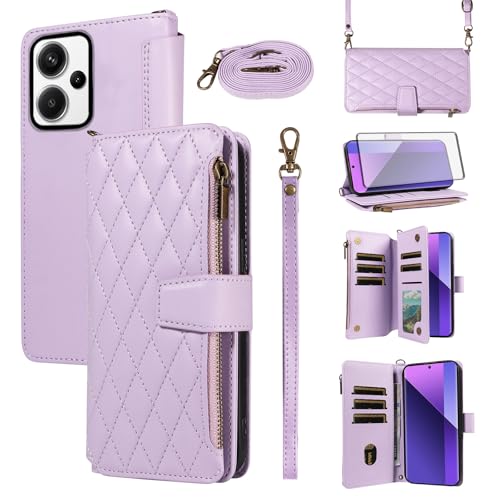 Coque Xiaomi Redmi Note 13 Pro Plus 5G Asuwish étui portefeuille zippé avec verre