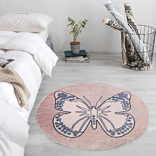 Poowe Cute Lion Abc Kids Play Mat Baby Nursery Rug Round Educational Alphabet Soft Area Rug Non Slip For Children Toddlers Bedroom (Round 39.4", Butterfly) #TOP7