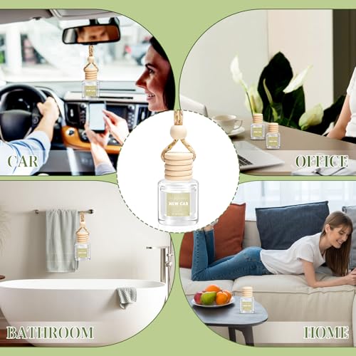 Image of AROIC 6 Pack Car Air Freshener Hanging, New Car Scent Natural Plant Essential Oil Fragrance Diffuser, Unisex Air Freshener Aromatherapy Effectively Eliminates Odors Long-Lasting Fresh Scent (8ml Each)