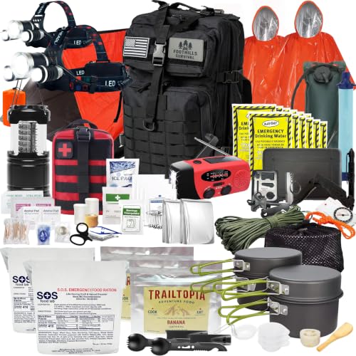 2 Person 72 Hour Bug Out Bag Backpack Survival Kit - Fully Loaded Go Bag Emergency Backpack with First Aid, Food, Water & Tactical Gear - Disaster & Earthquake Emergency Kit