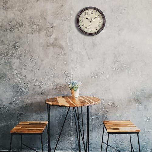 Foxtop Retro Silent Non-Ticking Round Classic Clock Quartz Decorative Battery Operated Wall Clock for Living Room Kitchen Home Office 12 Inch (Bronze) - Image 3