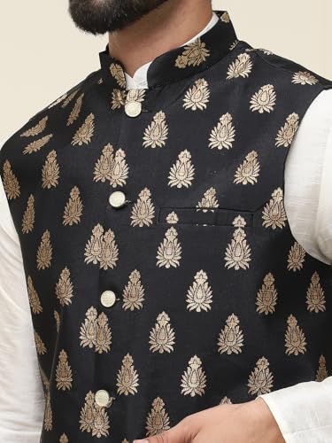 Image of SOJANYA (Since 1958 Men's Silk Blend Kurta Pyjama With Nehrujacket Set