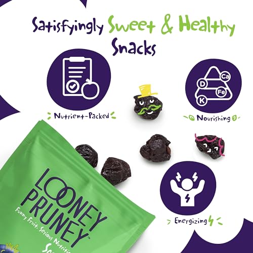 Image of Looney Pruney Smalls Fruit Snacks | Naturally Sweet Bite-Sized Prunes | Organic Fruit Snack Packs For Kids & Adults | Vegan Food With No Added Sugar & Preservatives | Kosher | 9 oz. (Pack of 6)