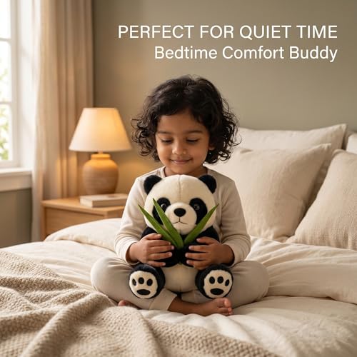 Image of Panda Plush Toy with Bamboo for Kids - Ultra Soft Stuffed Animal, Cute Calm Companion Soft Toy, Huggable Gift for Babies, Toddlers & Boys /Girls - (20 cm)