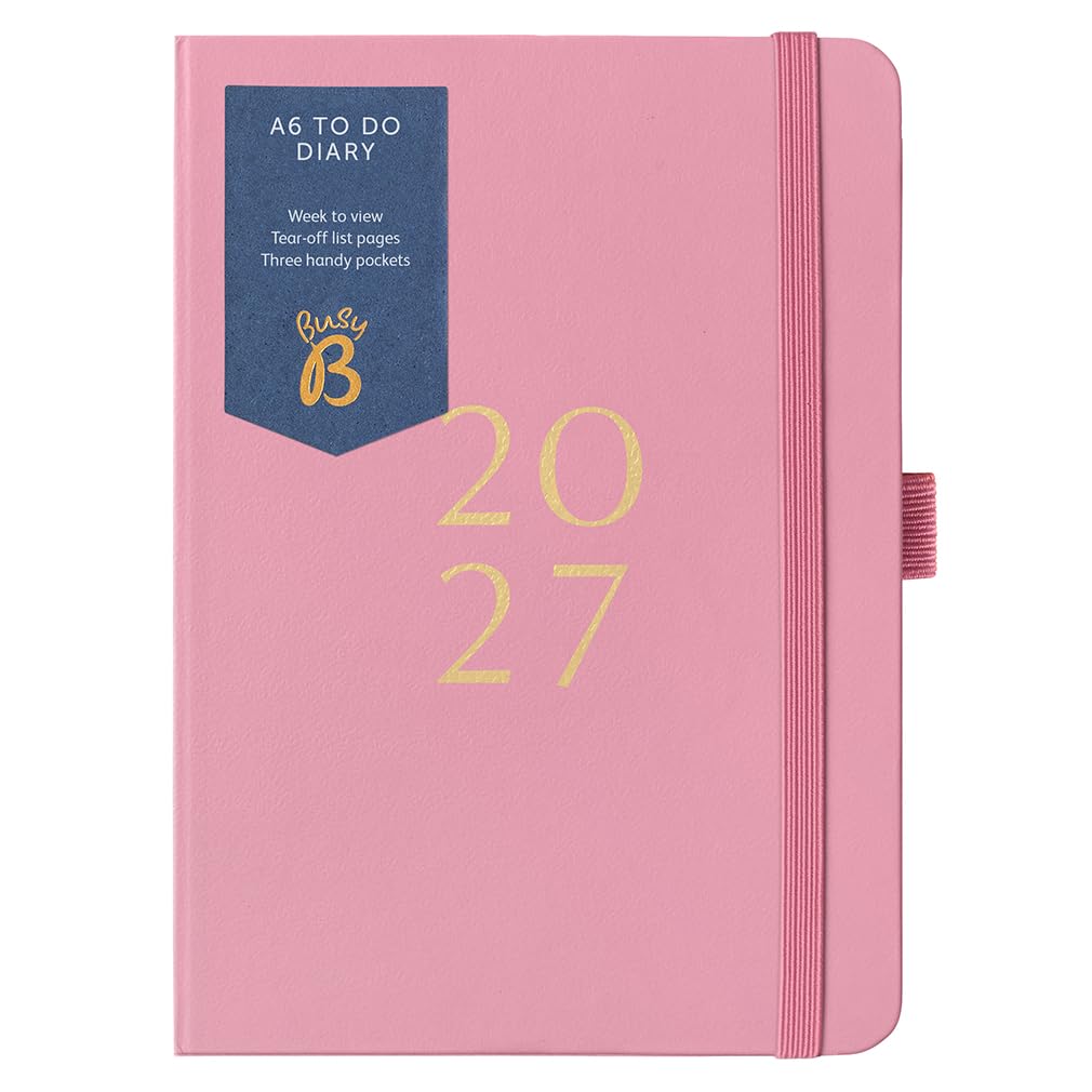 Busy B 2027 A6 Weekly Planner Diary - Pink - 3 Pockets & Year Planner