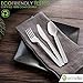 Ecovita 100% Compostable Forks Spoons Knives Cutlery Combo Set - 380 Large Disposable Utensils (7 in.) Eco Friendly Durable and Heat Resistant Alternative to Plastic Silverware with Convenient Tray