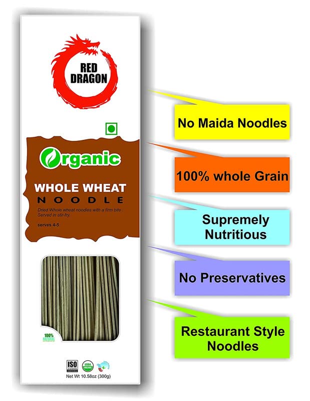 Red Dragon Chinese And Japanese Noodles, Tasty Cuisine Organic Mix Combo Of 3 Packets (Soba Fresh + 2Xwhole Wheat), Ready To Cook Noodles - 900 Gram 2