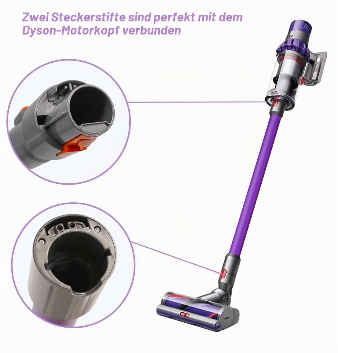 Ersatzteile Verlängerungsrohr für Dyson V7 V8 V10 V11 V15 Staubsauger, Saugrohr Länge 73 cm, Rohr Ersatz für 969109 (Violett)