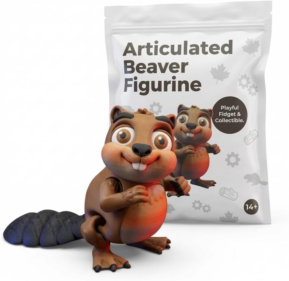 Articulated Beaver Collectible Figurine - Detailed Wildlife Desk Decor for Nature Enthusiasts and Unique Gifts - 3D Printed in Canada