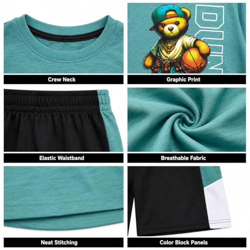 Image of Pro Athlete Active Boys Short Sets - 2 Piece Performance Crewneck Short Sleeve T-Shirt and Shorts Boys Athletic Sets (8-16)