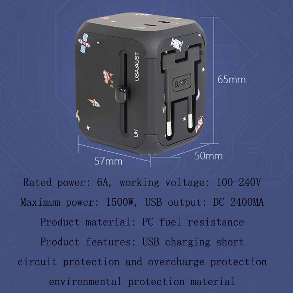 Enchufe Internacional Adaptador Convertidor Internacional Plug, 3 USB Trabajo Universal de Puertos for 224 países, Adaptador Universal Mundial de 100-240 voltios. Adaptador de Corriente