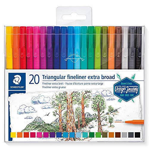 STAEDTLER triplus broadliner, Marker Pen for Drawing, Drafting, Journaling, Pack of 20 Assorted Colors, 338 TB20-C