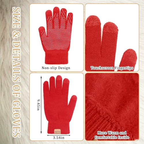 3 Pcs Hat and Scarf Gloves Set for Women and Men Winter Soft Knit Christmas Hat and Neck Warmer Gloves Set3