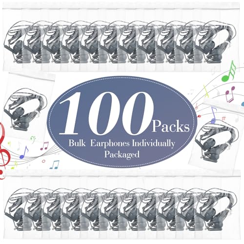 Image of Kanayu 100 Pack Earbuds Bulk for Classroom School 3.5mm Wired,Grey