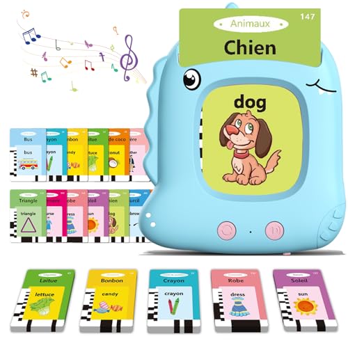Cartes Flash Parlantes pour Enfants de 2 à 6 Ans, 112 Feuilles 224 Mots, Cartes Parlantes Montessori Français, Jouets Éducatifs pour Bébés Garçons...