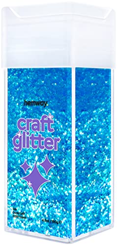 Hemway Glitter Shaker Fluorescent Blue 130g Chunky, Craft Glitter Shaker for Resin & Epoxy Crafts, Christmas Art Supplies