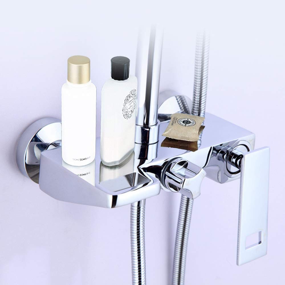 Set Doccia Argento Famiglia Doppio Sollevamento Rack Caldo E Freddo Doccia Set Ottone Rubinetto Doccia 25 15Cm Top Spray 3 Modalità Durevole Bellezza Viene,