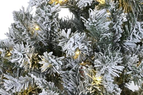 Sapin en métal d'architecte 150 LED fini blanc enneigé de prestige