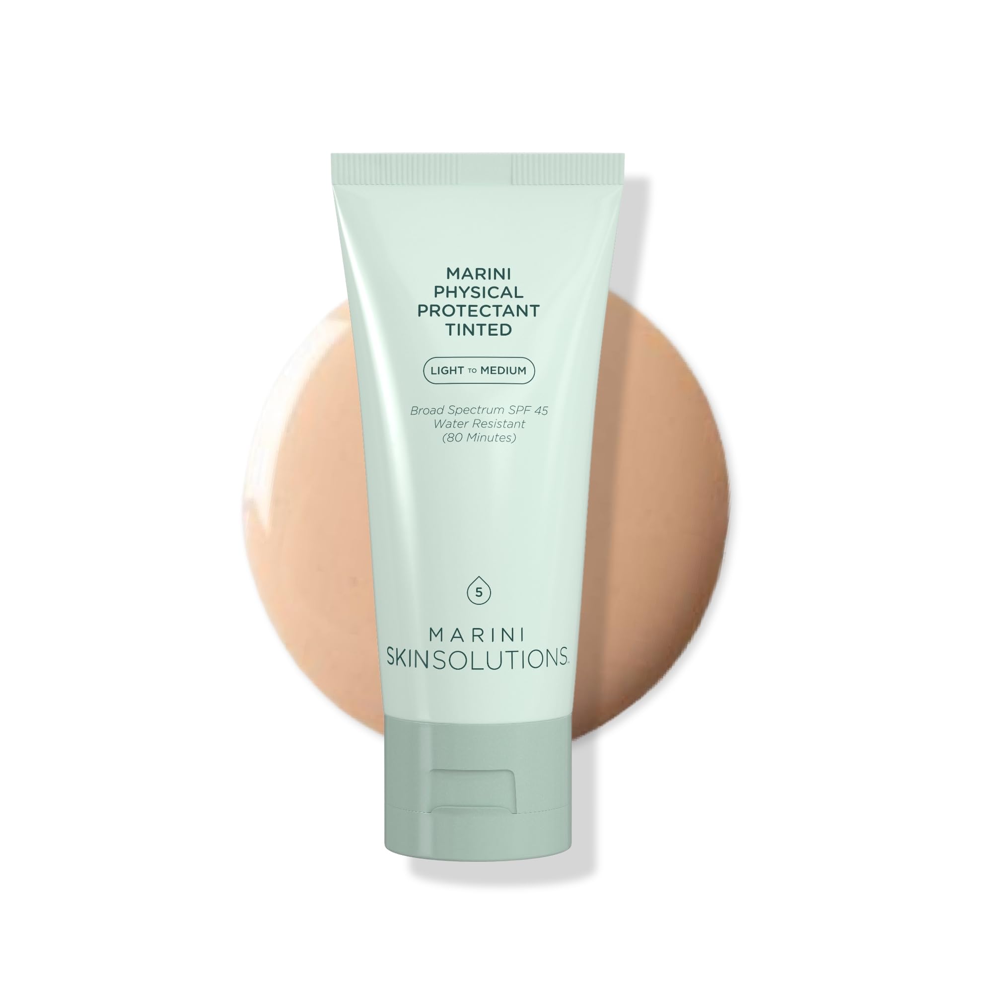 Marini SkinSolutions Physical Protectant 틴트 - 라이트에서 미디엄 - 광범위한 스펙트럼 SPF 45 자외선 차단 - 방수 (80분) - 모든 피부 타입 - 크루얼티프리 - 미국 제조 - 59.1ml(2온스)