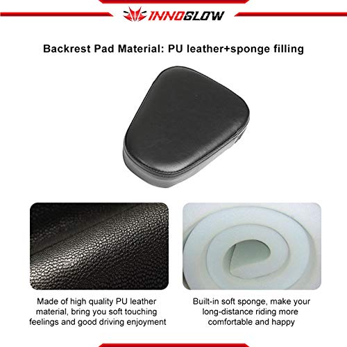 INNOGLOW Sissy Bar with Backrest Motorcycle PU Backrest Passenger Pad Driver Rider Sissy Bar Backrest Mount Seat Pad Fits For Harley Sportster XL883 XL1200 2004-UP (Chrome)