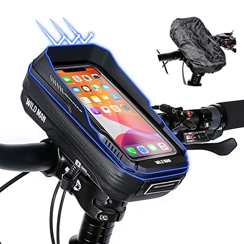 FAIREACH Support Téléphone Vélo Étanche, Sacoche Guidon Velo Portable avec 3D Pare-Soleil et Housse de Pluie, Sacoche Velo Cadre avec Écran Tactile TPU pour Smartphones jusqu'à 6,7 Pouces Cover