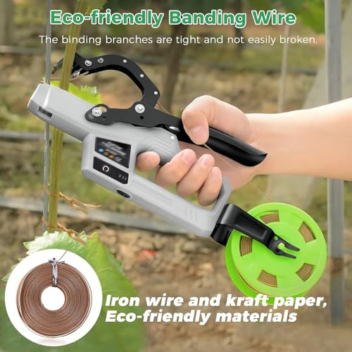 Legatrice elettrica per impianti elettrici, avvolgimento automatico per vigneti e giardini, leggera, 0,55 kg, fino a 6.000 legature per carica con ricarica di tipo C