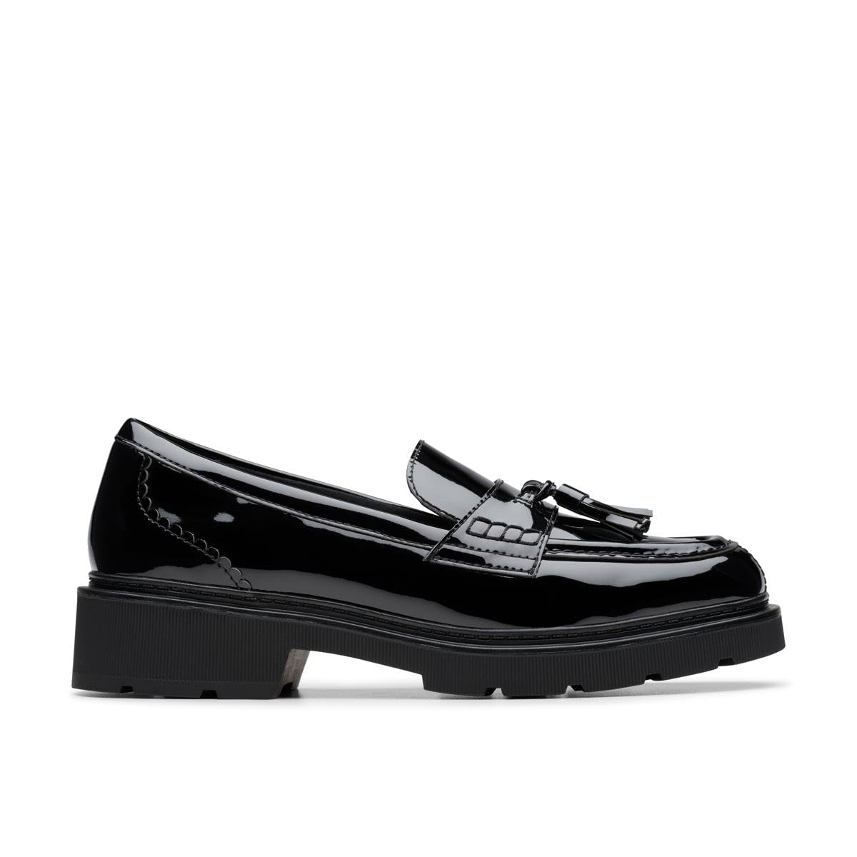 Clarks Lauryl Tassel Womens Black Pat, 5.5