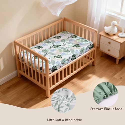 Image of Bedside Sleeper Bassinet Fitted Sheets 20 x 33, 3 Pack Baby Delight Beside Me Dreamer,Babybond,Jimglo,koola,cowiewie,fodoss, Dream On Me Baby Square Bassinet, Sage Green Leave