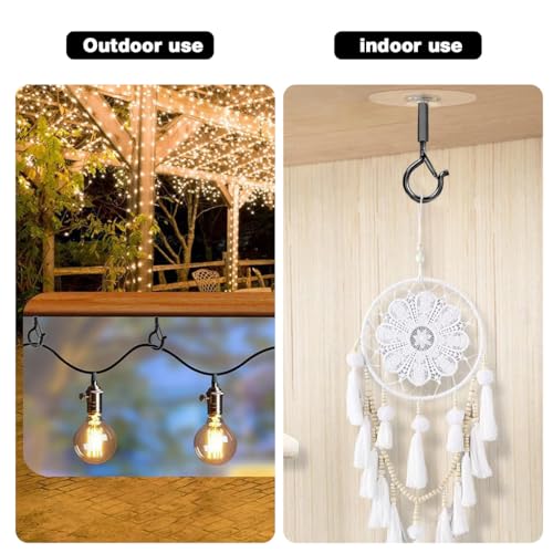Image of HASTHIP 12Pcs Ceiling Hooks Self-Adhesive No-Drill Metal Snap Clasp Hanging Hooks for String Lights, Small Planters & Decor, 1.5kg Load Capacity Ceiling Mount Hangers for Home & Office, Grey