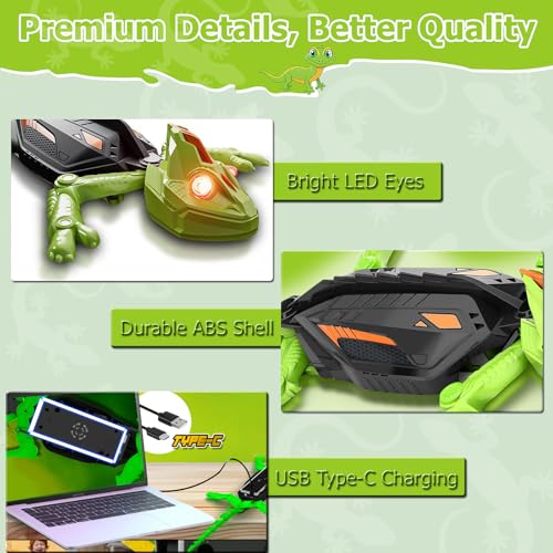 Logth Wall Climbing Gecko RC Car Toy – Remote Control Robot Lizard for Kids, Anti-Gravity Wallcrawler with LED Eyes, Rechargeable Gecko Bot, Cool Birthday for Boys Girls Ages 3-8 - Image 6