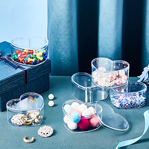 Image of 12 Pcs Clear Acrylic Boxes with Lid,Heart,3.27 x 2.76 x 1.57 | Clear Plastic Boxes with Lids for Organizing and Displaying Jewelry, Candy, Crystals, Crafts, Party Favors and Collectibles