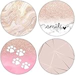 4 Pack/Multi-Function Foldable Finger Cell Phone Stand，Grip Holder for Smartphone and Tablets - Rose Gold Pink Marble Smile White