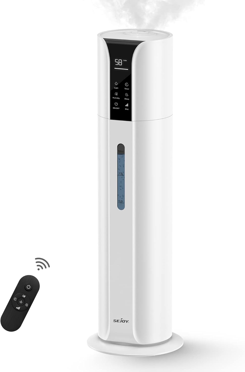 Humidifiers for Bedroom Large Room, 9L/2.4Gal Cool Mist Top Fill Humidifier with Essential Oil Remote Control 360°Nozzle for Home Baby Office Plants Bedroom (White)