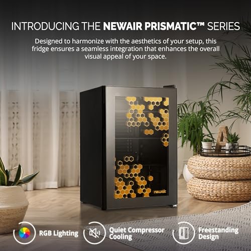 Newair NBC085HX00 85 Can Beverage Fridge With Led Color Changing Door | Prismatic Series Beverage Refrigerator thumb #2