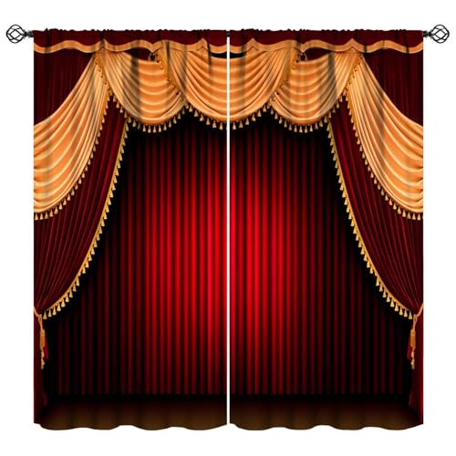 Nitmbi Red Theater Blackout Curtains,Retro Theater Film Movie Show Stage