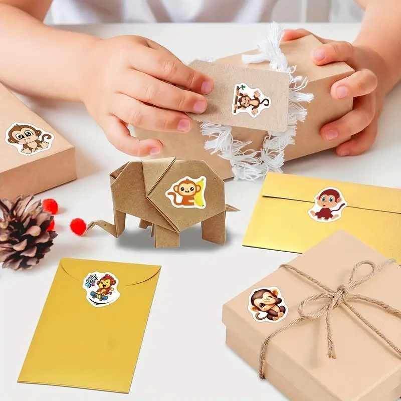 Rollo Pegatinas animales Mono para niños, animal stickers, 1 Unidad - imagen 2